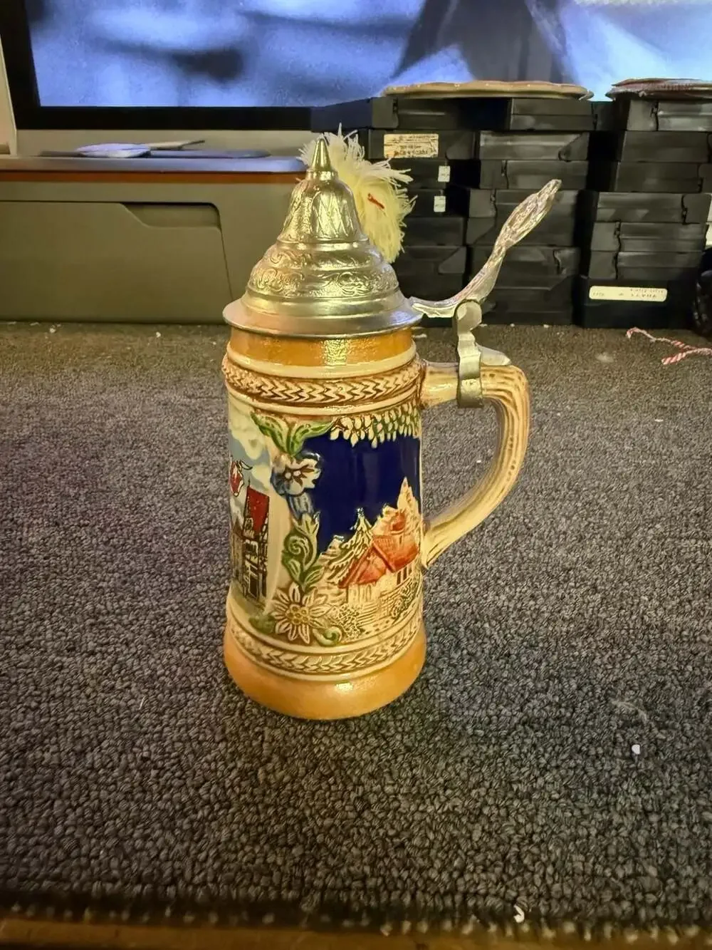 Original Gerz West Germany Rothenburg Beer Stein with Pewter Lid